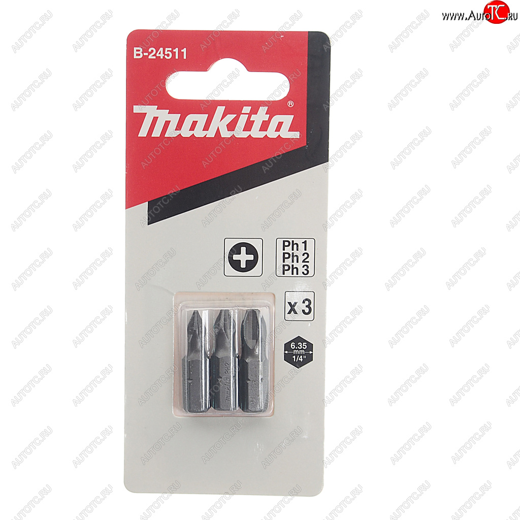 161 р. Набор бит 1/4 PH1, PH2, PH3 25мм 3 предмета в блистере MAKITA MAKITA b-24511 MAKITA b-24511  с доставкой в г. Пермь