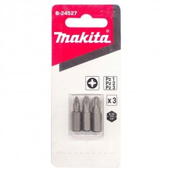 161 р. Набор бит 14 PZ1, PZ2, PZ3 25мм 3 предмета в блистере MAKITA MAKITA b-24527  с доставкой в г. Пермь. Увеличить фотографию 1