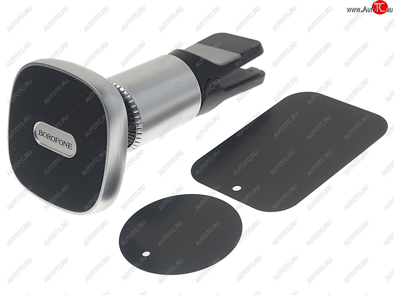 689 р. Держатель телефона на дефлектор магнитный черный BOROFONE BOROFONE bh44 black silver  с доставкой в г. Пермь