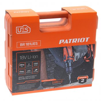 7 999 р. Дрель-шуруповерт с АКБ 18.0В 2.0Ач (2АКБ Li-Ion,кейс) PATRIOT PATRIOT br 181ues   с доставкой в г. Пермь. Увеличить фотографию 5