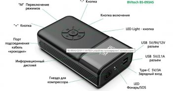 12 599 р. Устройство пусковое 12V 1200A 11000мАч (power bank) (компрессор, фонарь) BVITECH BVITECH bs-093asqdsp11  с доставкой в г. Пермь. Увеличить фотографию 3