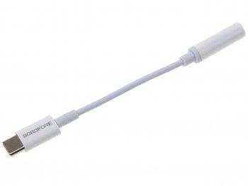 299 р. Переходник USB Type C на jack 3.5 белый BOROFONE BOROFONE bv13 white  с доставкой в г. Пермь. Увеличить фотографию 1