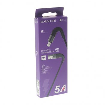 202 р. Кабель USB Type C 1м черный BOROFONE BOROFONE bx32 black  с доставкой в г. Пермь. Увеличить фотографию 2