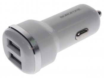 329 р. Устройство зарядное в прикуриватель 2USB 12V белое BOROFONE BOROFONE bz13 white  с доставкой в г. Пермь. Увеличить фотографию 1