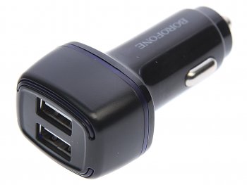 253 р. Устройство зарядное в прикуриватель 2USB 12V черное BOROFONE BOROFONE bz14 black  с доставкой в г. Пермь. Увеличить фотографию 1