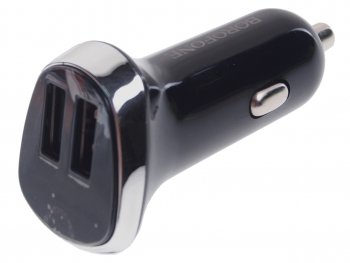 399 р. Устройство зарядное в прикуриватель 2USB 12V черное BOROFONE BOROFONE bz15 black  с доставкой в г. Пермь. Увеличить фотографию 1