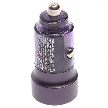 619 р. Устройство зарядное в прикуриватель 1USB + 1 Type C 12V BOROFONE BOROFONE bz20 transparent purple  с доставкой в г. Пермь. Увеличить фотографию 2
