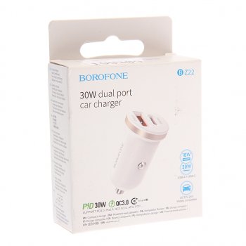 389 р. Устройство зарядное в прикуриватель 1USB + 1 Type C 12V BOROFONE BOROFONE bz22 white  с доставкой в г. Пермь. Увеличить фотографию 2