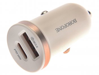 389 р. Устройство зарядное в прикуриватель 1USB + 1 Type C 12V BOROFONE BOROFONE bz22 white  с доставкой в г. Пермь. Увеличить фотографию 1
