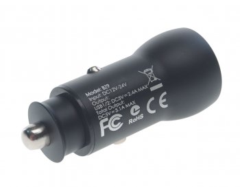 569 р. Устройство зарядное в прикуриватель 2USB 12-24V 3.1A черный BOROFONE BOROFONE bz9 black  с доставкой в г. Пермь. Увеличить фотографию 2