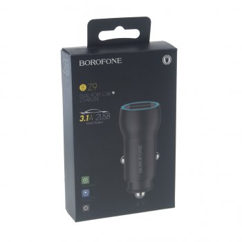 569 р. Устройство зарядное в прикуриватель 2USB 12-24V 3.1A черный BOROFONE BOROFONE bz9 black  с доставкой в г. Пермь. Увеличить фотографию 3