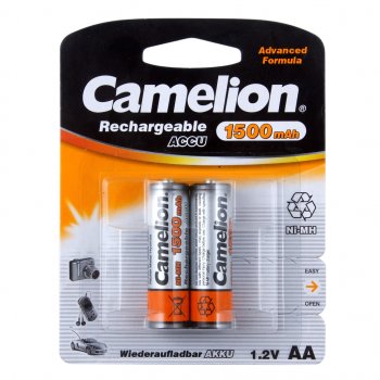 579 р. Батарейка AA HR6 1.2V аккумулятор Ni-MH 1500mAh блистер (2шт.) CAMELION CAMELION c-150aakcбл  с доставкой в г. Пермь. Увеличить фотографию 1