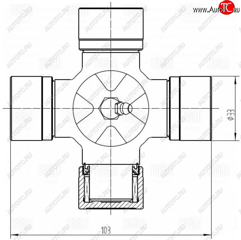 1 299 р. Крестовина ISUZU NQR71,NPR/NMR85 (103.00х33.00) TRIALLI TRIALLI cc774 TRIALLI cc774  с доставкой в г. Пермь