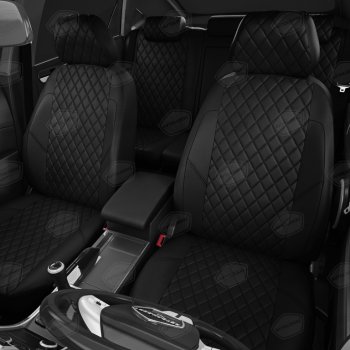 7 199 р. Чехлы сидений для Chevrolet Aveo (майка, 9 предм., экокожа) AVTOLIDER Chevrolet Aveo T200 седан (2003-2008) (черные)  с доставкой в г. Пермь. Увеличить фотографию 8