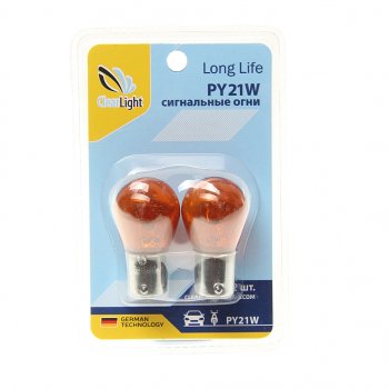 101 р. Лампа 12V PY21W BAU15s желтая блистер (2шт.) CLEARLIGHT CLEARLIGHT cl-py21w-12v 2b  с доставкой в г. Пермь. Увеличить фотографию 1