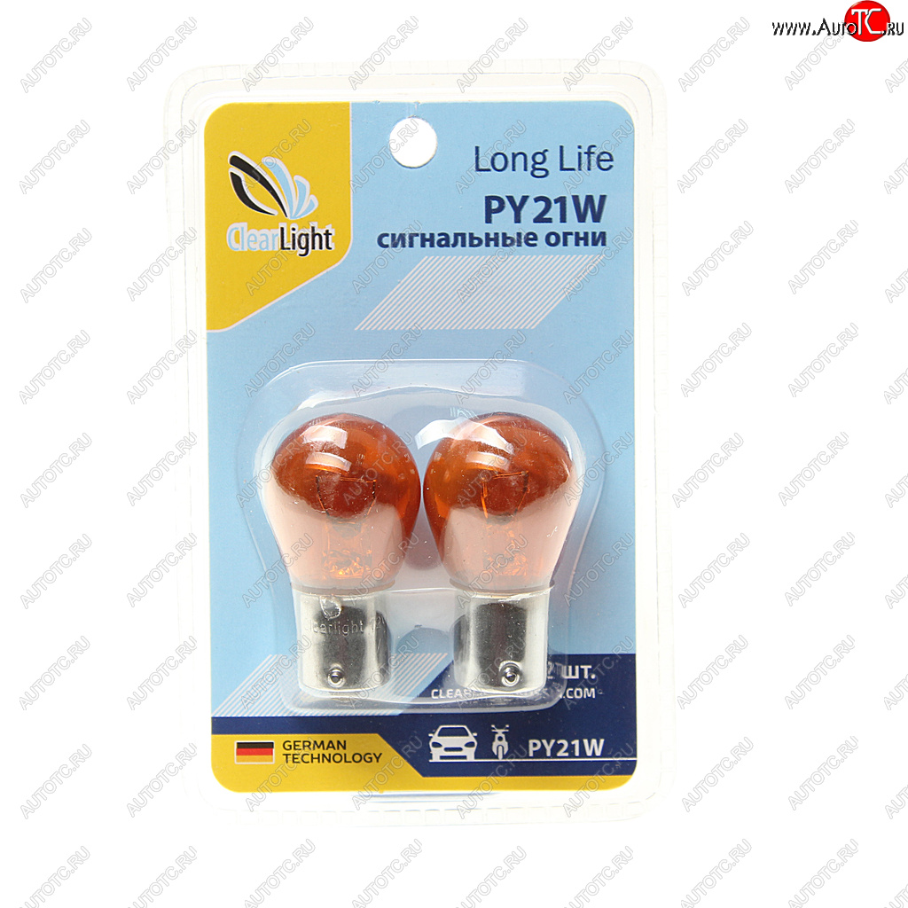 101 р. Лампа 12V PY21W BAU15s желтая блистер (2шт.) CLEARLIGHT CLEARLIGHT cl-py21w-12v 2b  с доставкой в г. Пермь