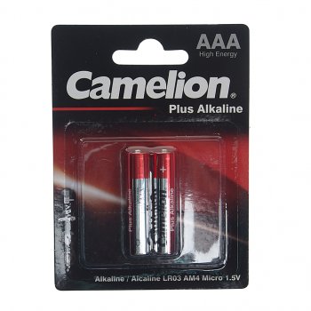 138 р. Батарейка AAA LR03 1.5V блистер (2шт.) Alkaline Plus CAMELION CAMELION c-lr03p(2)бл  с доставкой в г. Пермь. Увеличить фотографию 1