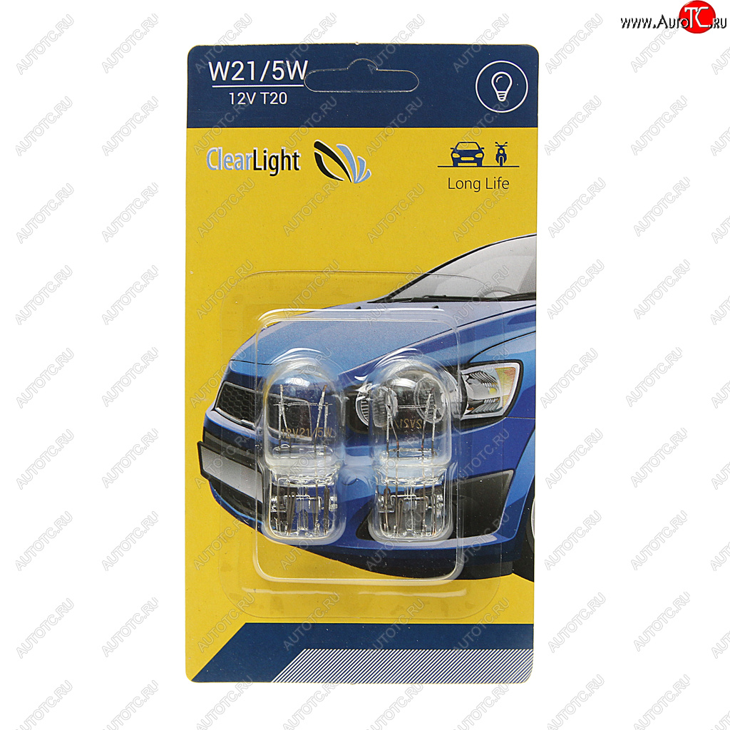 132 р. Лампа 12V W215W W3x16q блистер (2шт.) CLEARLIGHT CLEARLIGHT cl-w215w-12v 2b  с доставкой в г. Пермь