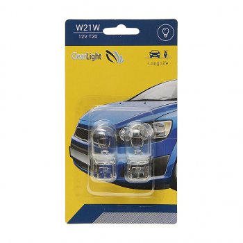 112 р. Лампа 12V W21W W3x16d блистер (2шт.) CLEARLIGHT CLEARLIGHT cl-w21w-12v 2b  с доставкой в г. Пермь. Увеличить фотографию 1