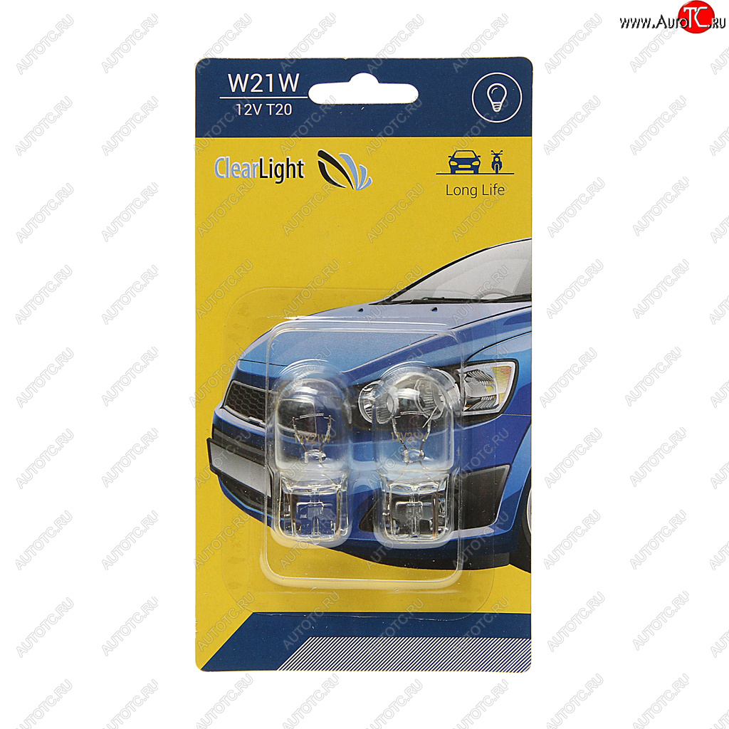 112 р. Лампа 12V W21W W3x16d блистер (2шт.) CLEARLIGHT CLEARLIGHT cl-w21w-12v 2b  с доставкой в г. Пермь