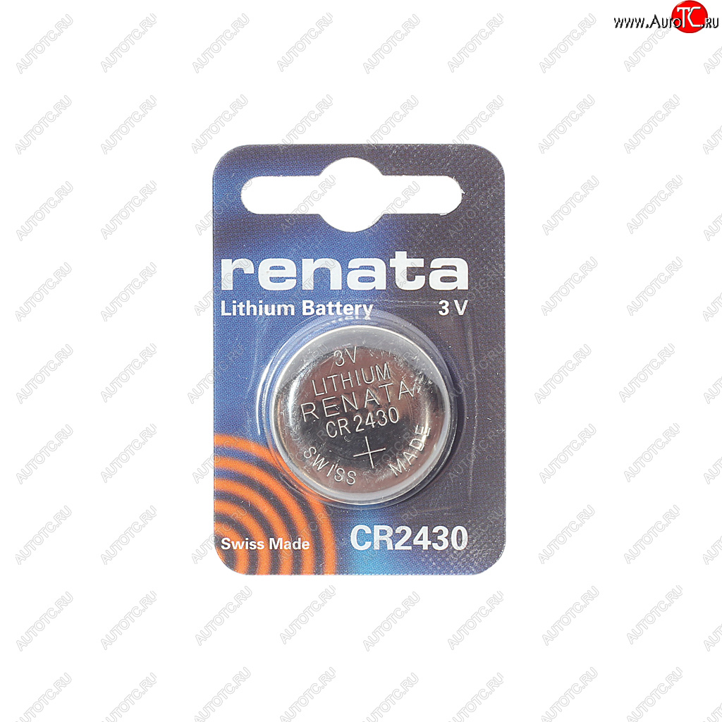 299 р. Батарейка CR2430 3V таблетка (пульт сигнализации, ключ) блистер (1шт.) Lithium RENATA RENATA cr 2430  с доставкой в г. Пермь