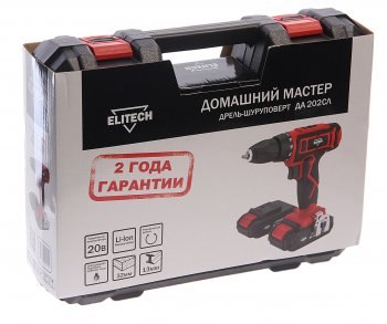 5 999 р. Дрель-шуруповерт аккумуляторный 20.0В 1.7Ач (2 АКБ Li-Ion, кейс) ELITECH ELITECH да 202сл  с доставкой в г. Пермь. Увеличить фотографию 3