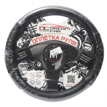 679 р. Оплетка руля (M) 37-39см чернаябелая нить экокожа Комбо, Бабочка Стандарт DREAMCAR DREAMCAR dc-000-0927184  с доставкой в г. Пермь. Увеличить фотографию 1
