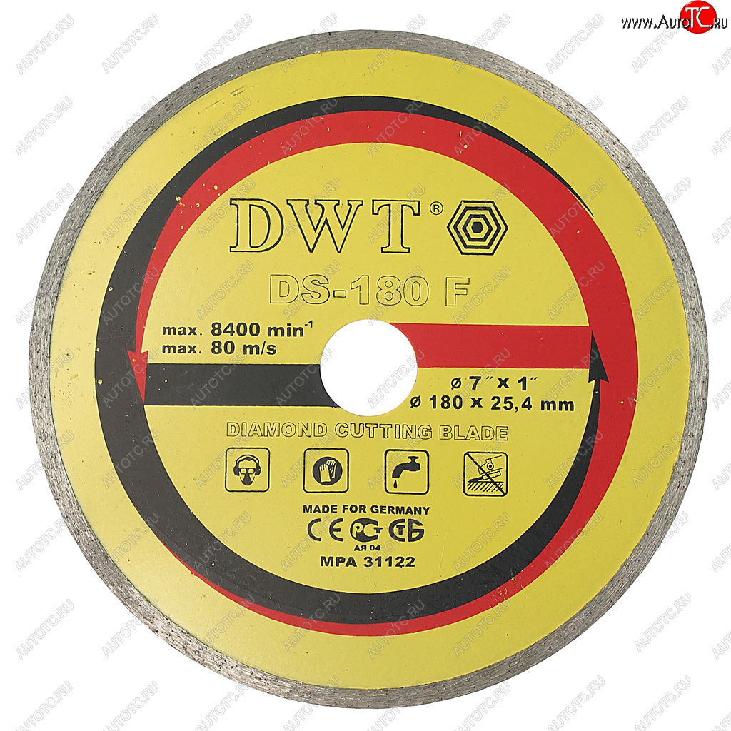 629 р. Круг отрезной 180х22мм алмазный сплошной DWT DWT ds-180 f DWT ds-180 f  с доставкой в г. Пермь