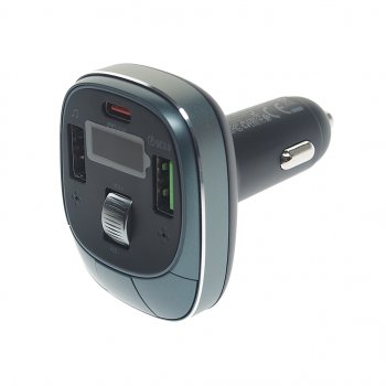 Устройство зарядное в прикуриватель с трансмиттером (bluetooth,hands free) HOCO HOCO e76 серый