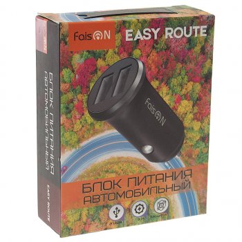 379 р. Устройство зарядное в прикуриватель 2USB 12V FAISON FAISON easy route black  с доставкой в г. Пермь. Увеличить фотографию 3