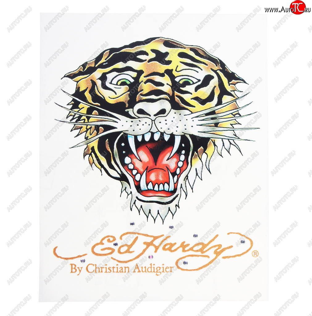32 р. Наклейка виниловая TIGER 18х23см со стразами ED HARDY ED HARDY eh-00227  с доставкой в г. Пермь