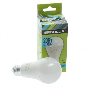 135 р. Лампа светодиодная E27 A65 20W (190W) 220V холодный ERGOLUX ERGOLUX el-led-a65-20w-e27-4k  с доставкой в г. Пермь. Увеличить фотографию 1
