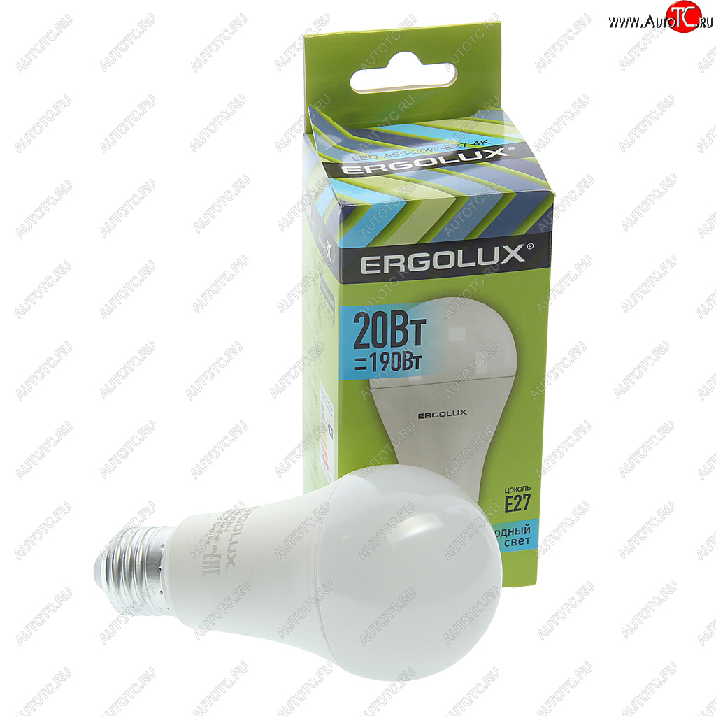 135 р. Лампа светодиодная E27 A65 20W (190W) 220V холодный ERGOLUX ERGOLUX el-led-a65-20w-e27-4k  с доставкой в г. Пермь