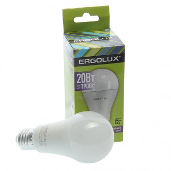136 р. Лампа светодиодная E27 A65 20W (190W) 220V холодный ERGOLUX ERGOLUX el-led-a65-20w-e27-6k  с доставкой в г. Пермь. Увеличить фотографию 1