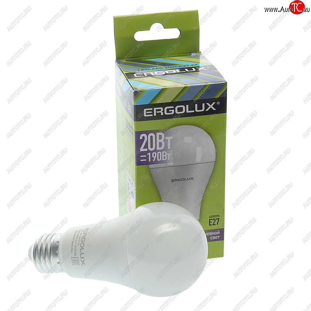 136 р. Лампа светодиодная E27 A65 20W (190W) 220V холодный ERGOLUX ERGOLUX el-led-a65-20w-e27-6k  с доставкой в г. Пермь