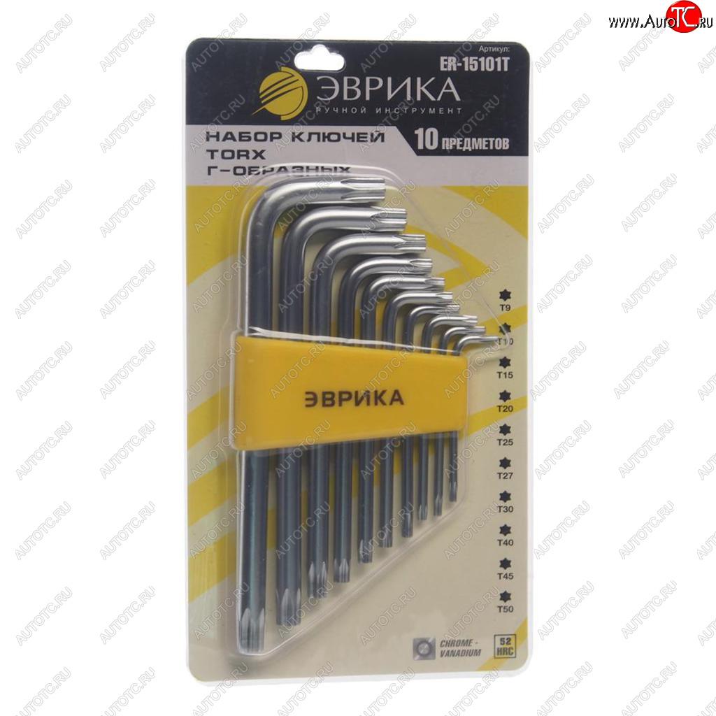 359 р. Набор ключей TORX T9-Т50 Г-образных 10 предметов ЭВРИКА ЭВРИКА er-15101t  с доставкой в г. Пермь