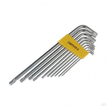 539 р. Набор ключей TORX T9-Т50 Г-образных экстрадлинных 10 предметов ЭВРИКА ЭВРИКА er-15101xlt  с доставкой в г. Пермь. Увеличить фотографию 2