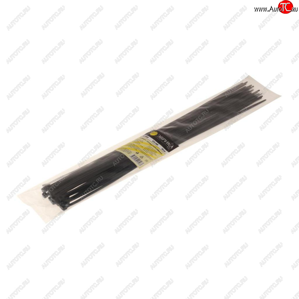 118 р. Хомут-стяжка 400х5.0 пластик черный (25шт.) ЭВРИКА ЭВРИКА er-15402  с доставкой в г. Пермь