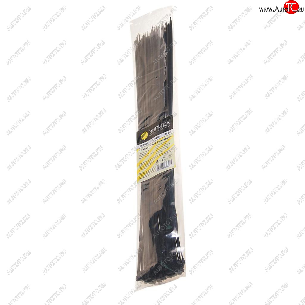 275 р. Хомут-стяжка 500х5.0 пластик черный (50шт.) ЭВРИКА ЭВРИКА er-15501  с доставкой в г. Пермь