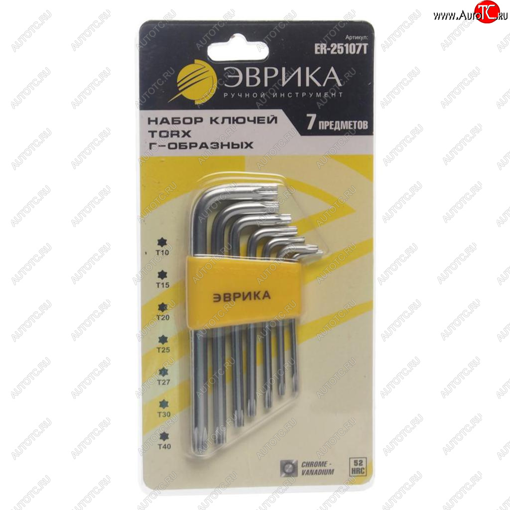 299 р. Набор ключей TORX T10-Т40 Г-образных 7 предметов ЭВРИКА ЭВРИКА er-25107t  с доставкой в г. Пермь