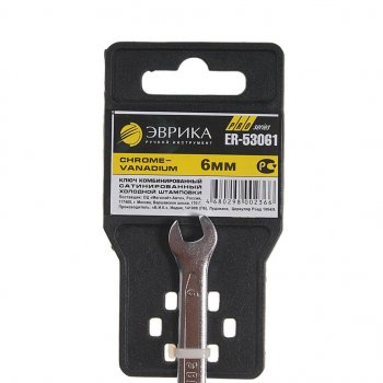 68 р. Ключ комбинированный 6х6мм CrV Pro ЭВРИКА ЭВРИКА er-53061  с доставкой в г. Пермь. Увеличить фотографию 2