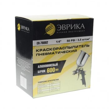 1 379 р. Краскораспылитель пневматический с верхним бачком 0.6л 1.5мм 160-230лмин. 14 ЭВРИКА ЭВРИКА er-76002  с доставкой в г. Пермь. Увеличить фотографию 4