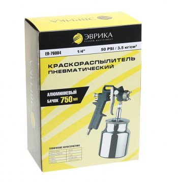 1 429 р. Краскораспылитель пневматический с нижним бачком 0.75л 1.5мм 110-200лмин. 14 ЭВРИКА ЭВРИКА er-76004  с доставкой в г. Пермь. Увеличить фотографию 4
