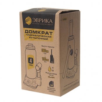 1 559 р. Домкрат бутылочный 4т 195-380мм с клапаном (ремкомплект) ЭВРИКА ЭВРИКА er-80041  с доставкой в г. Пермь. Увеличить фотографию 3