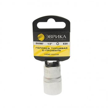 93 р. Головка торцевая 12 TORX E20 с держателем ЭВРИКА ЭВРИКА er-91607h  с доставкой в г. Пермь. Увеличить фотографию 1