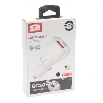 619 р. Устройство зарядное в прикуриватель 1USB + 1 Type C 12V кабель USB Type C EARLDOM EARLDOM es-cc2c black  с доставкой в г. Пермь. Увеличить фотографию 3