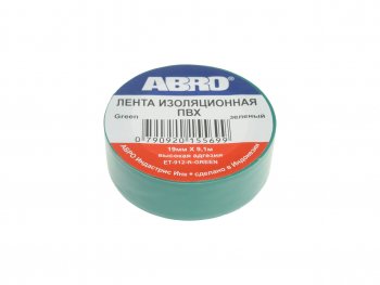 52 р. Изолента ПВХ зеленая 18ммх9.1м ABRO ABRO et-912-18-10-grn-rw  с доставкой в г. Пермь. Увеличить фотографию 1