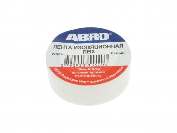 52 р. Изолента ПВХ белая 18ммх9.1м ABRO ABRO et-912-18-10-wht-rw  с доставкой в г. Пермь. Увеличить фотографию 1