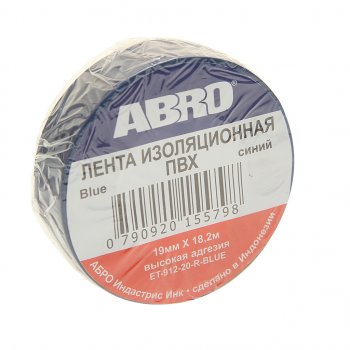 99 р. Изолента ПВХ синяя 18ммх18.2м ABRO ABRO et-912-18-20-blu-rw  с доставкой в г. Пермь. Увеличить фотографию 1