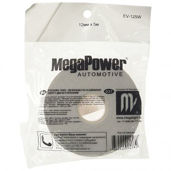 36 р. Скотч двухсторонний 12ммх5м белый MEGAPOWER MEGAPOWER-AUTOMOTIVE ev-125w  с доставкой в г. Пермь. Увеличить фотографию 1